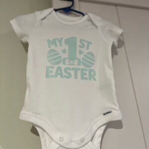 Gerber White and Blue 'My 1st Easter' Bodysuit